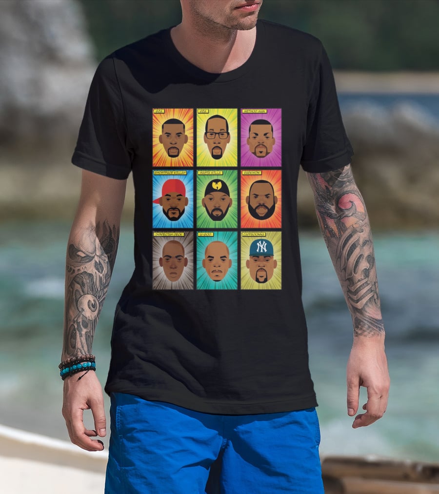 Wu-Tang Clan Gza Rza Method Man Ghostface Killah Masta Killa Raekwon Inspectah Deck U-God Cappadonna Portraits T-Shirt