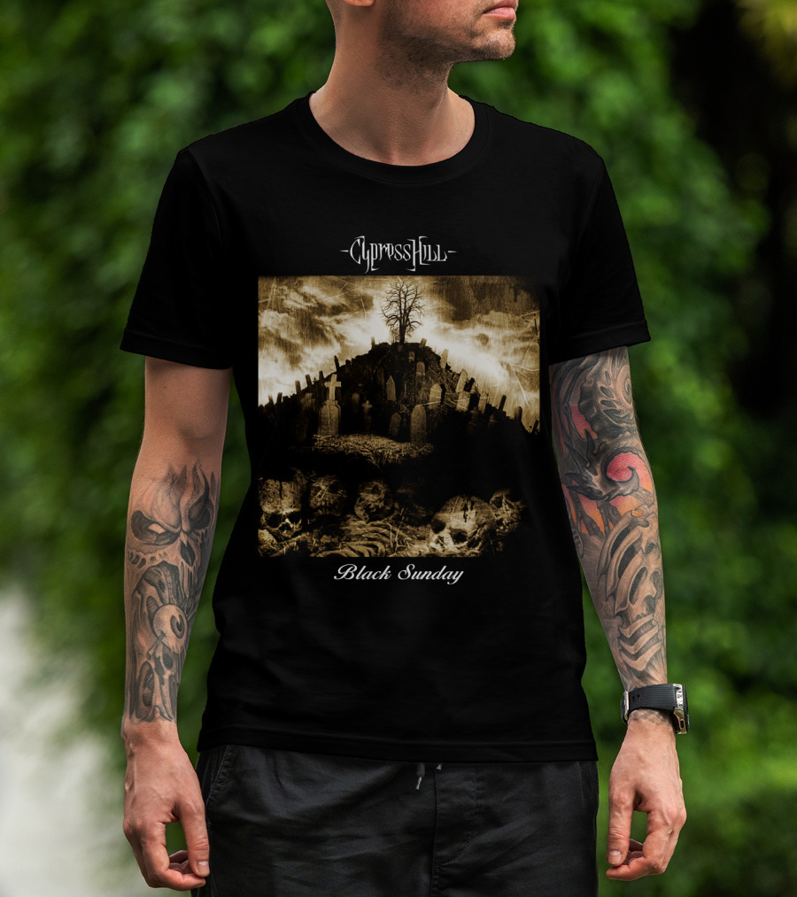 Cypress Hill Black Sunday Graveyard Skulls T-Shirt