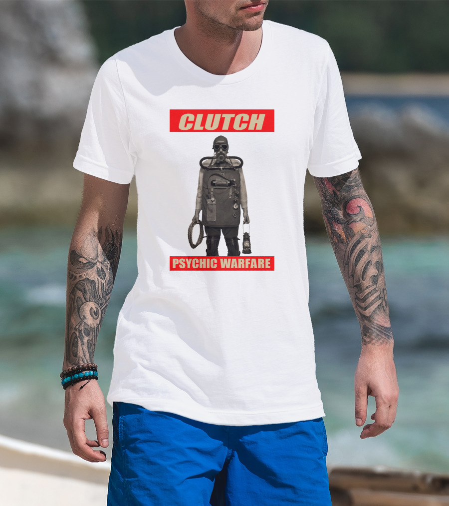 Clutch Psychic Warfare Vintage Gas Mask And Gear T-Shirt