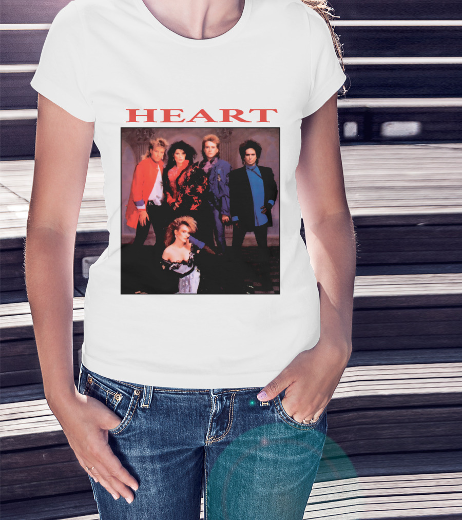 Heart Band Group Photo With Bold Red T-Shirt