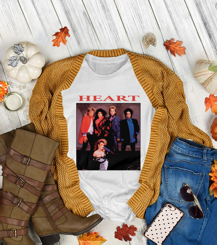 Heart Band Group Photo With Bold Red T-Shirt