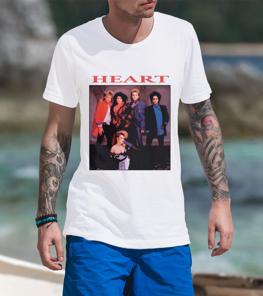 Heart Band Group Photo With Bold Red T-Shirt
