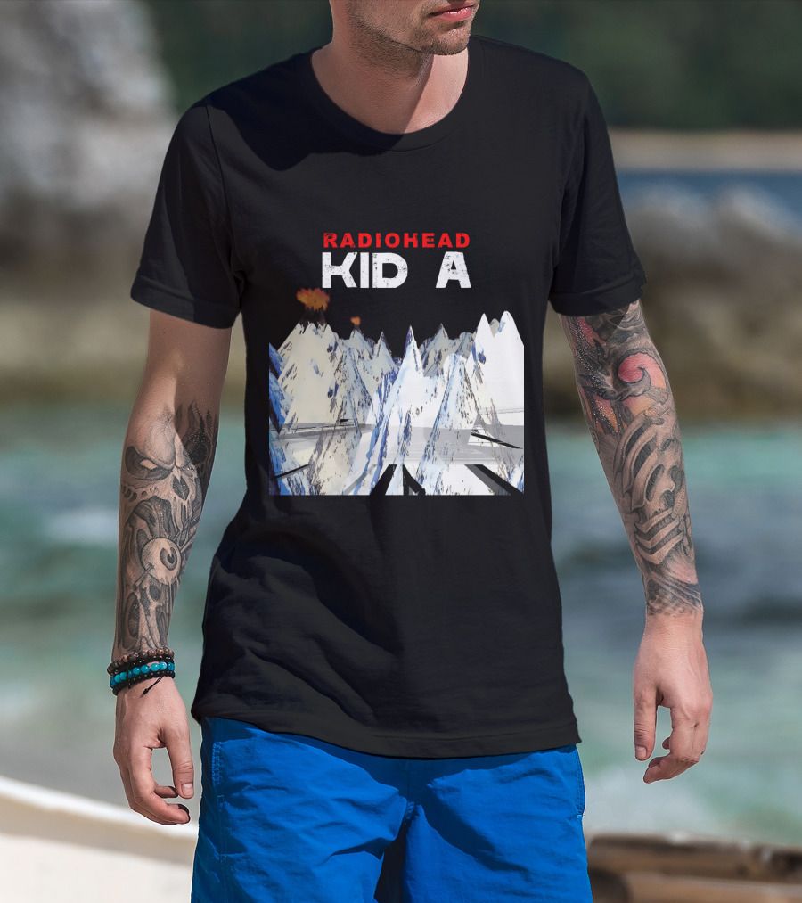 Radiohead Kid A Snow-Capped Mountain Explosion Scene T-Shirt