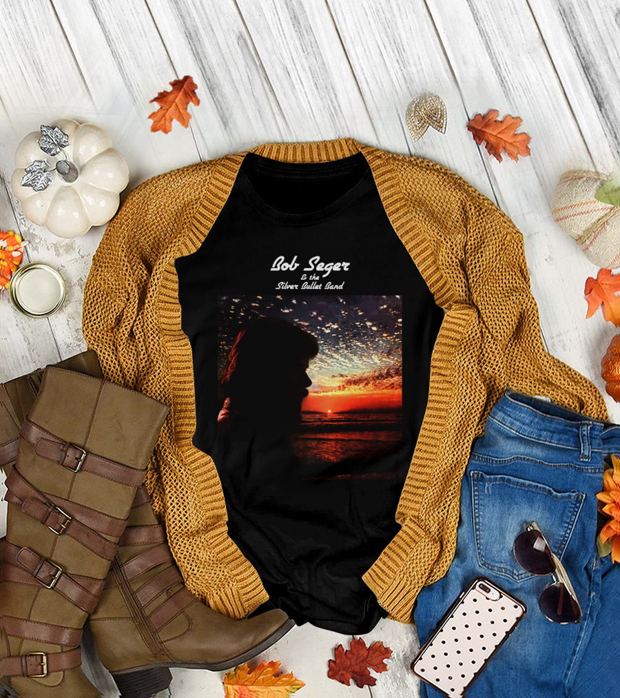 Bob Seger & The Silver Bullet Band Sunset Ocean Silhouette Scene T-Shirt