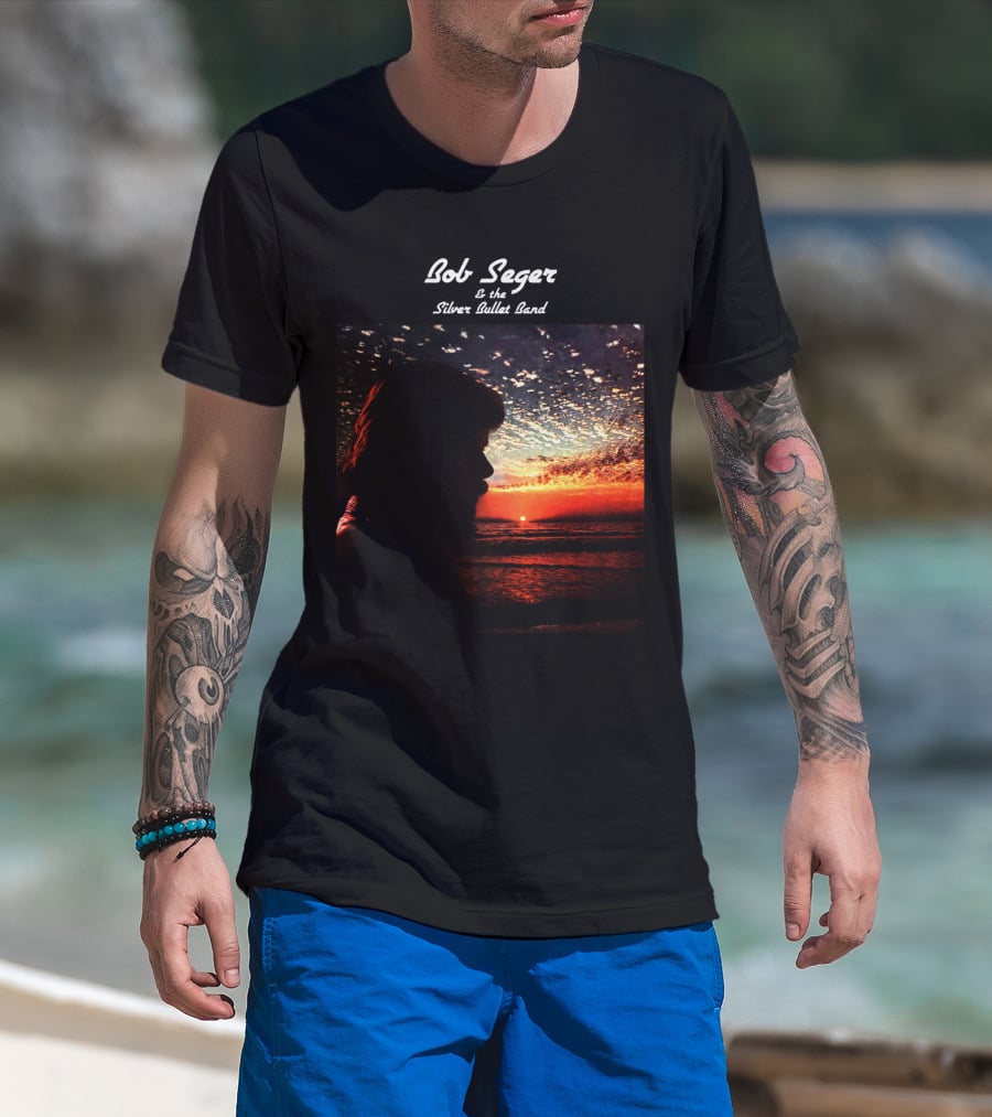 Bob Seger & The Silver Bullet Band Sunset Ocean Silhouette Scene T-Shirt