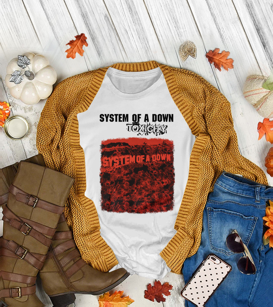 System Of A Down Toxicity Album Cover Red T-Shirt