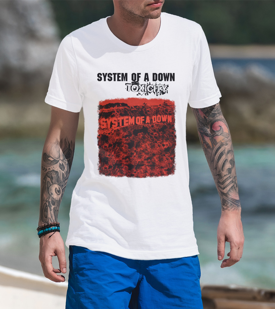 System Of A Down Toxicity Album Cover Red T-Shirt