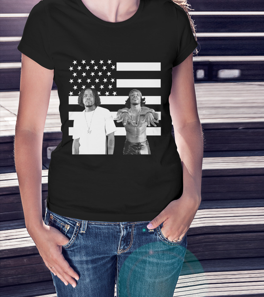 Outkast American Flag Style Black And White Duo T-Shirt