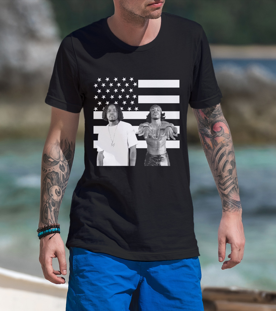 Outkast American Flag Style Black And White Duo T-Shirt