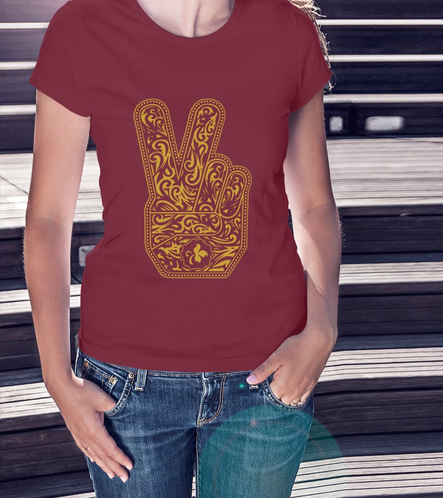 Stp Peace Hand Vintage Ornate Fleur-De-Lis T-Shirt