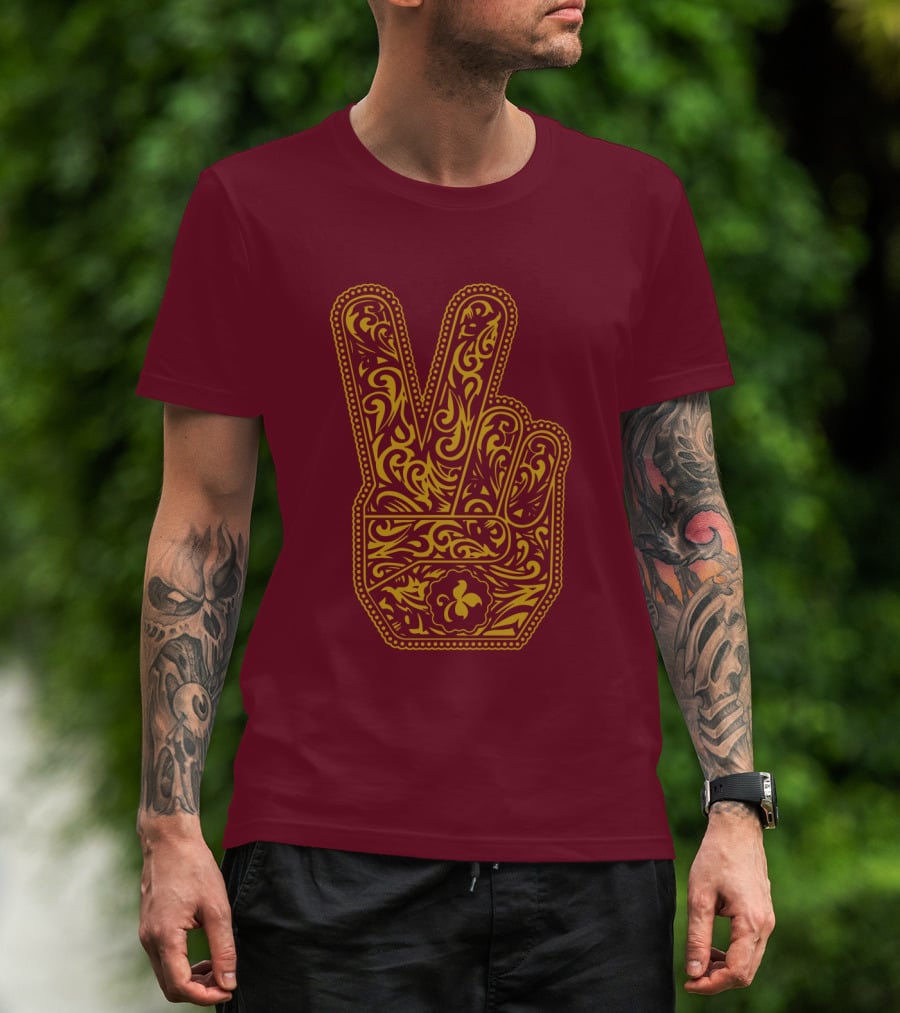 Stp Peace Hand Vintage Ornate Fleur-De-Lis T-Shirt