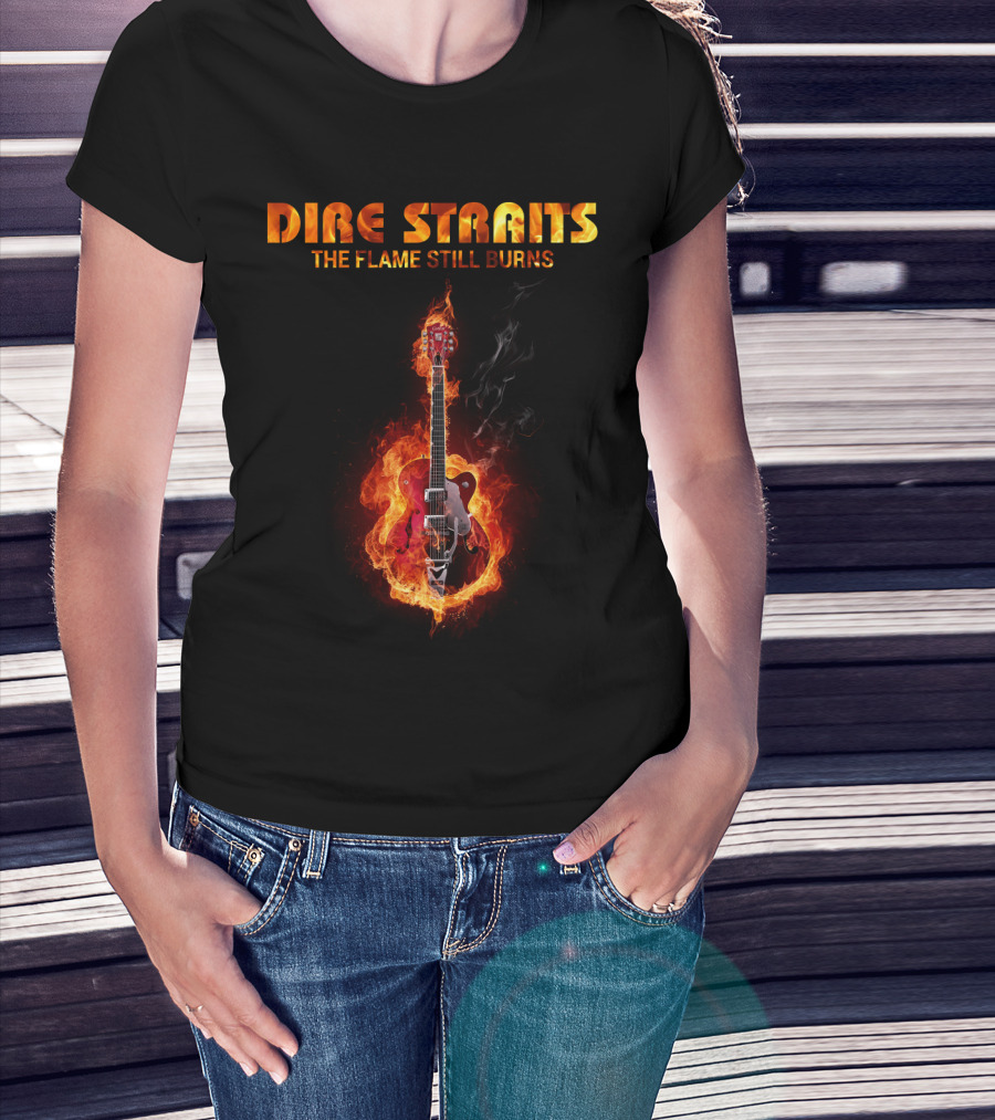 Dire Straits The Flame Still Burns Gibson Les Paul Guitar Inferno T-Shirt