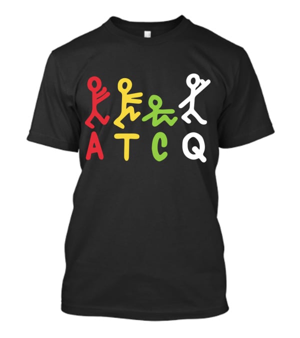 Atcq Abstract Stick Figures Red Yellow Green White T-Shirt
