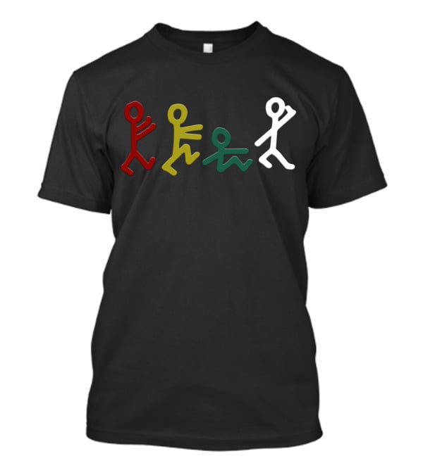 Atcq Stick Figures Red Green Yellow White T-Shirt