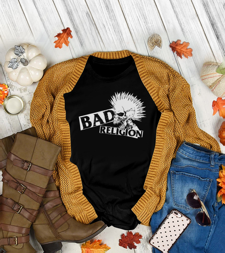 Bad Religion Punk Skull Mohawk T-Shirt