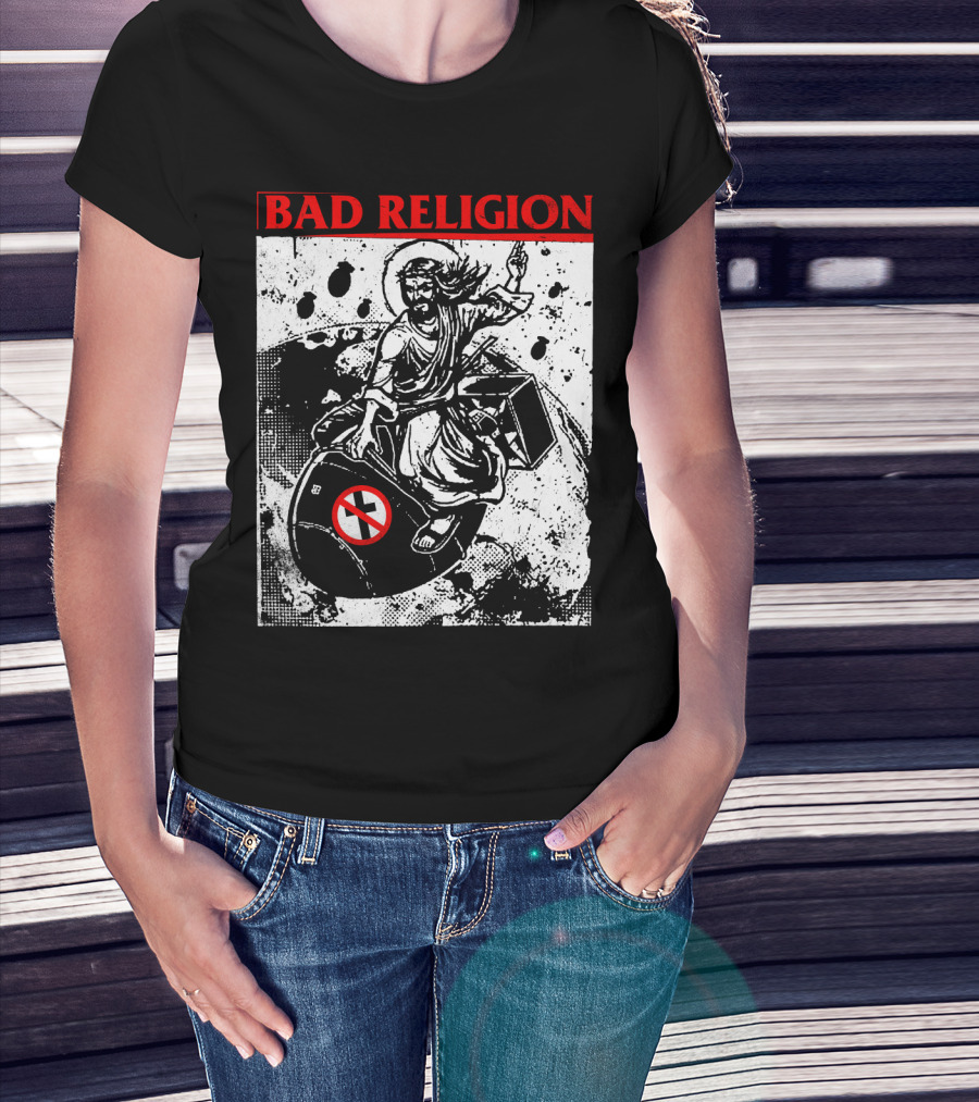 Bad Religion Jesus Riding Bomb Artwork T-Shirt