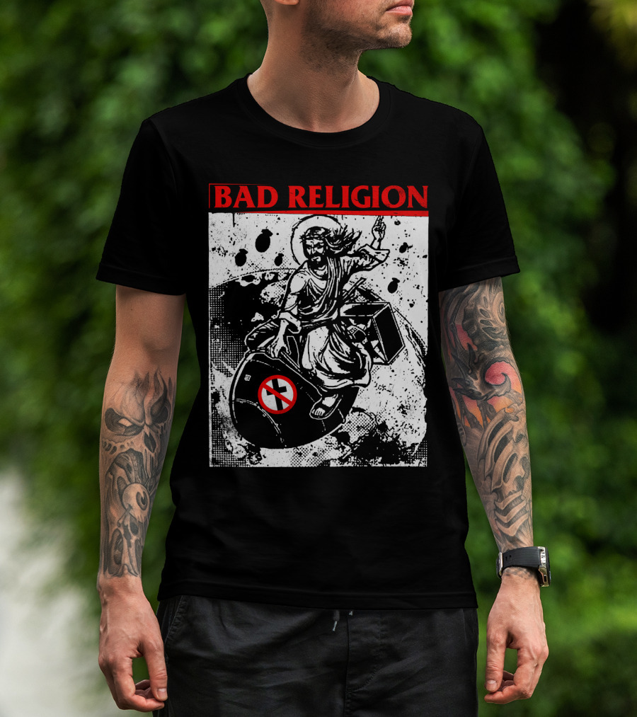 Bad Religion Jesus Riding Bomb Artwork T-Shirt