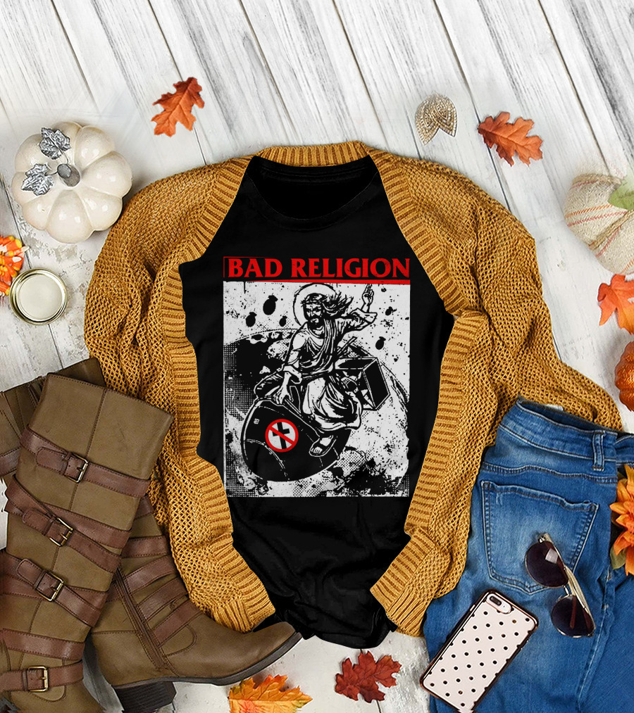 Bad Religion Jesus Riding Bomb Artwork T-Shirt