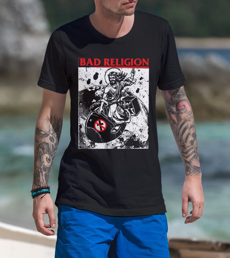 Bad Religion Jesus Riding Bomb Artwork T-Shirt