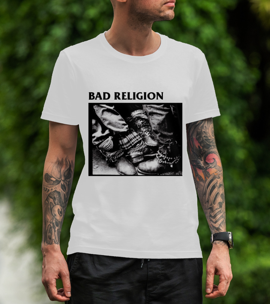 Bad Religion Band Punk Rock Boot Chains And Plaid Pants T-Shirt