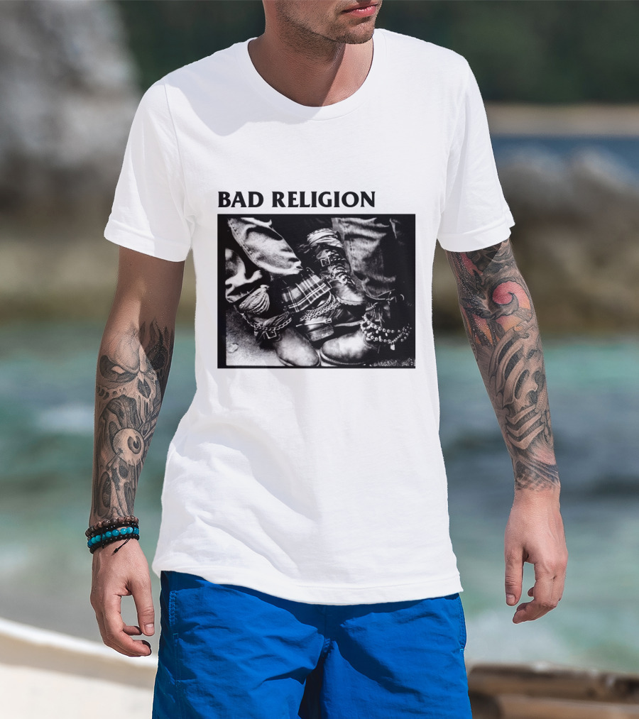 Bad Religion Band Punk Rock Boot Chains And Plaid Pants T-Shirt