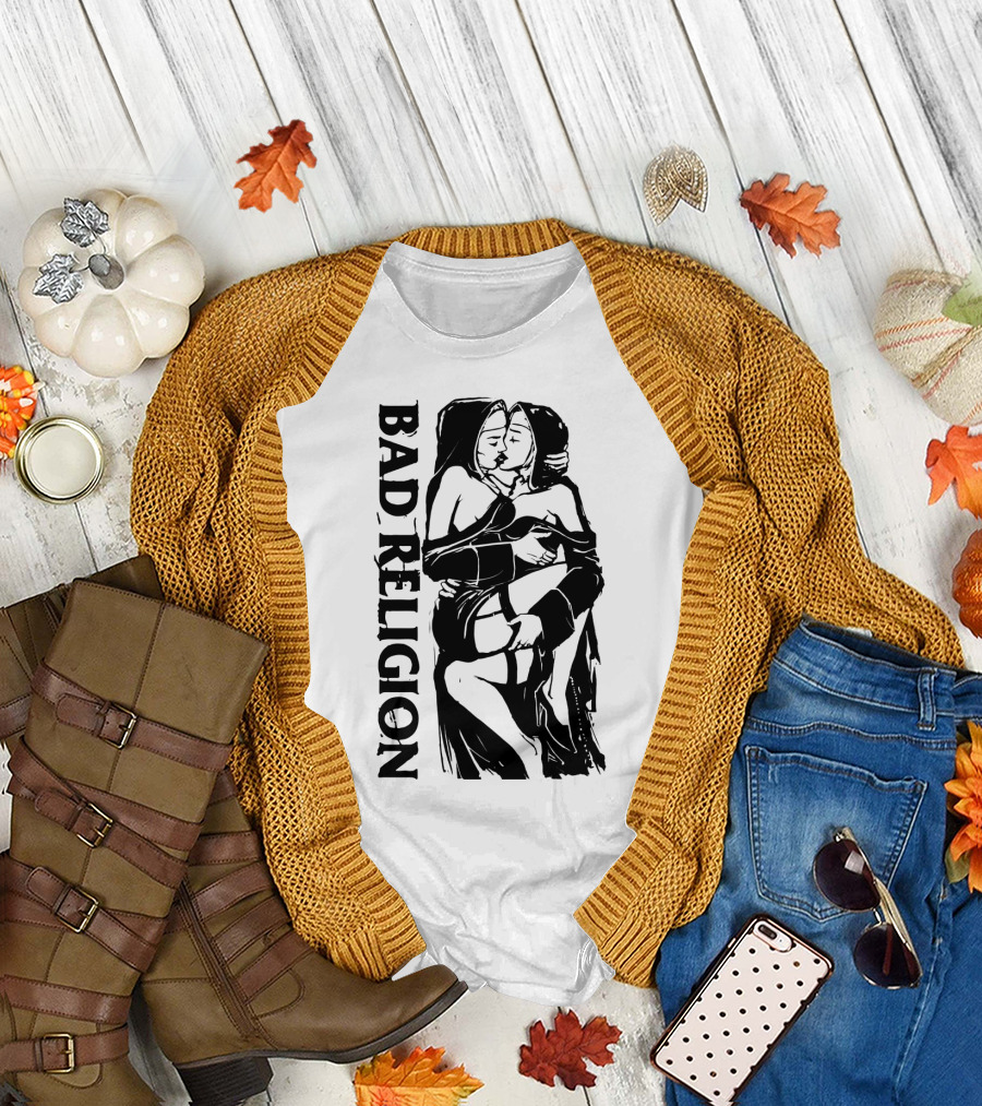 Bad Religion Nuns Graphic Novelty Black And White Bold Art T-Shirt