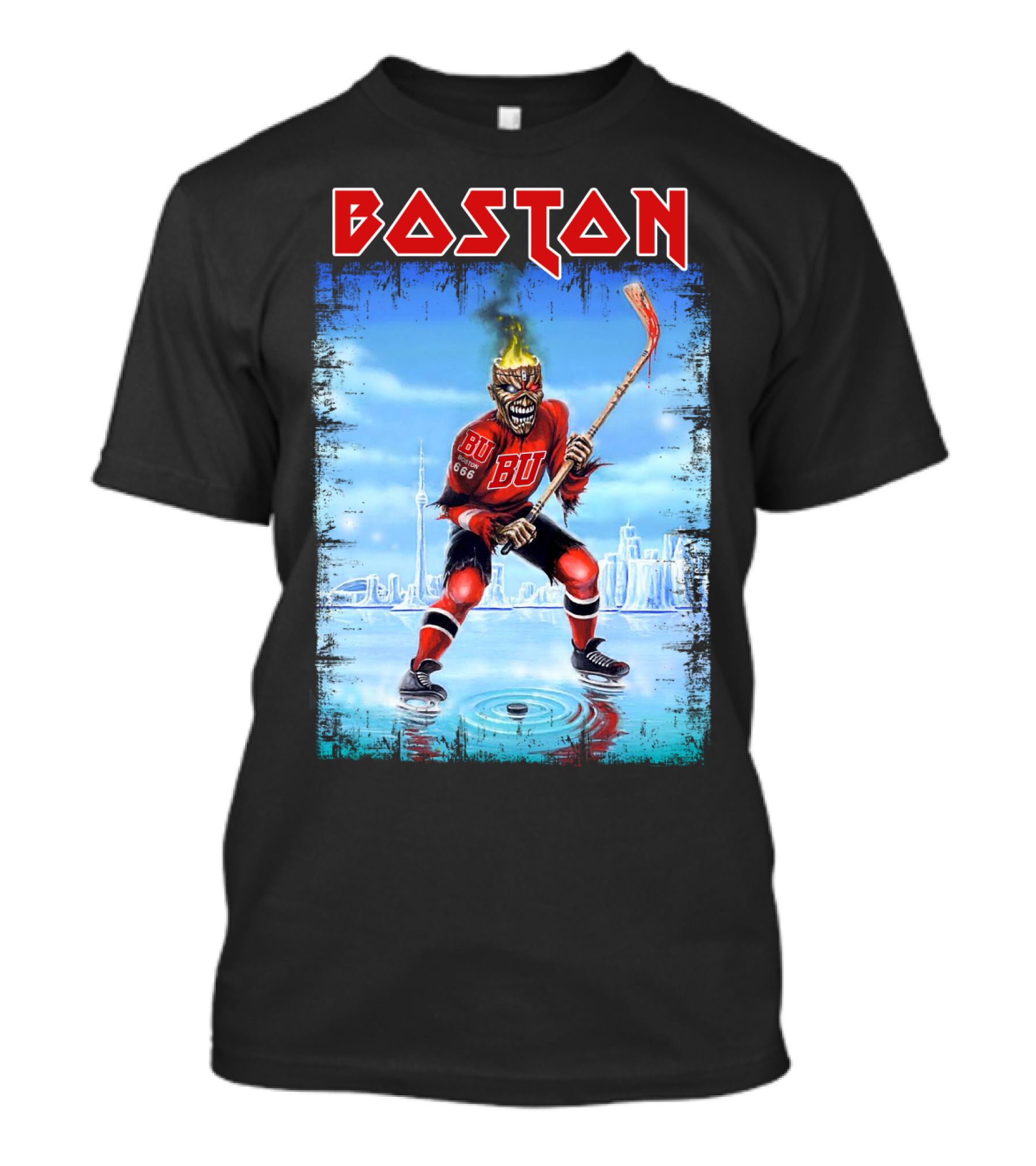 Boston University Terriers Hockey Skeleton Warrior T-Shirt