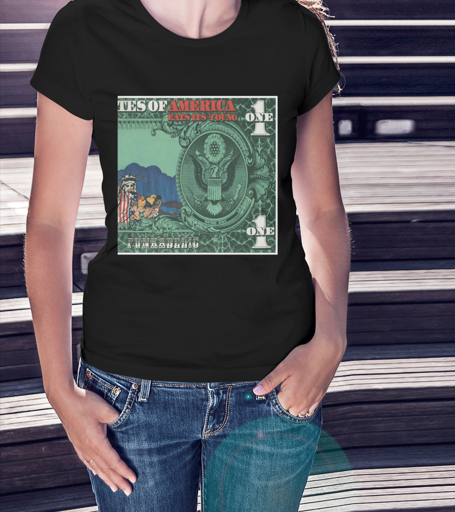 Fkdl United States Of America Eats Its Young Currency Satire T-Shirt