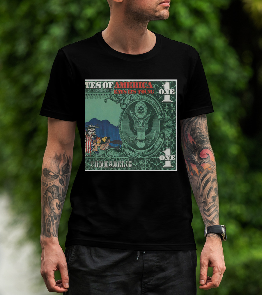 Fkdl United States Of America Eats Its Young Currency Satire T-Shirt