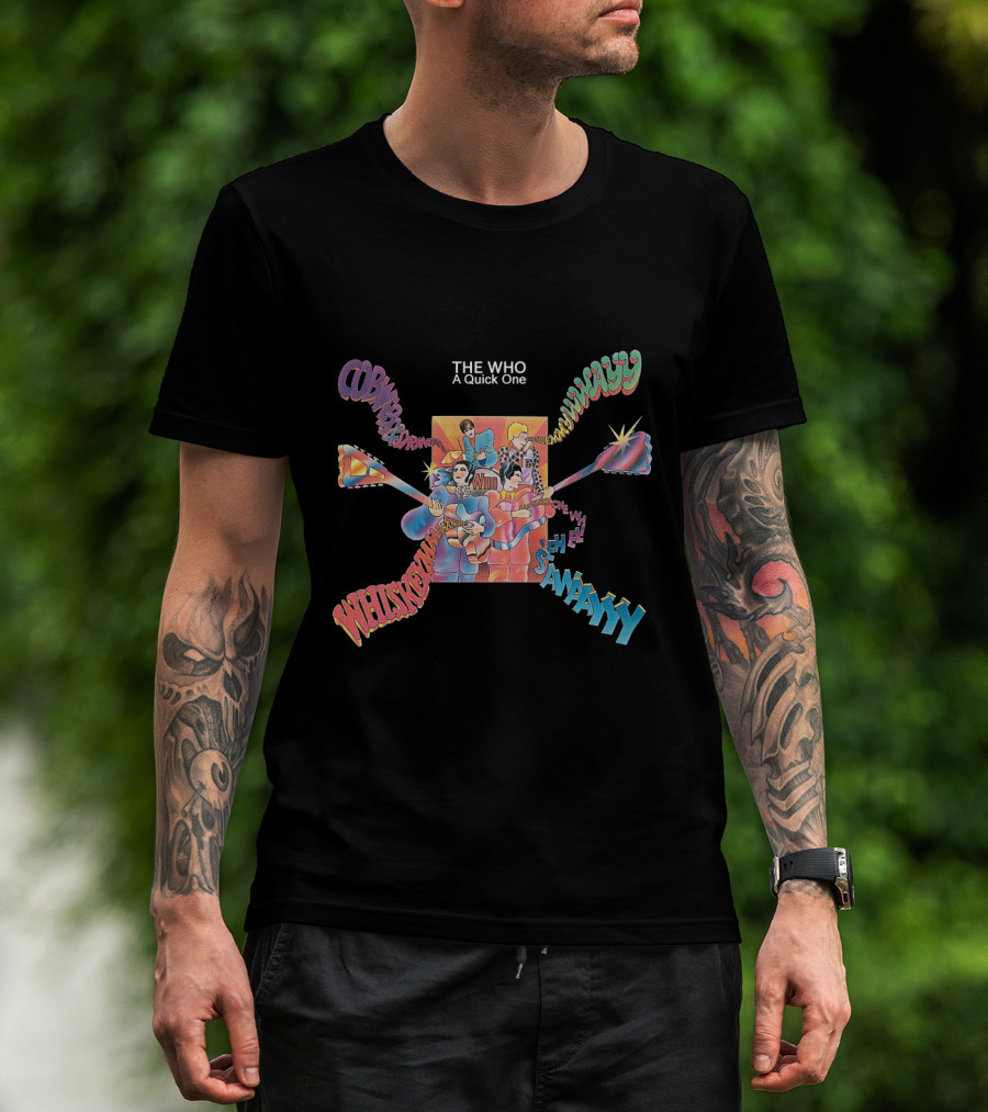 The Who A Quick One Colorful Band Members Cartoon Text Explosion T-Shirt