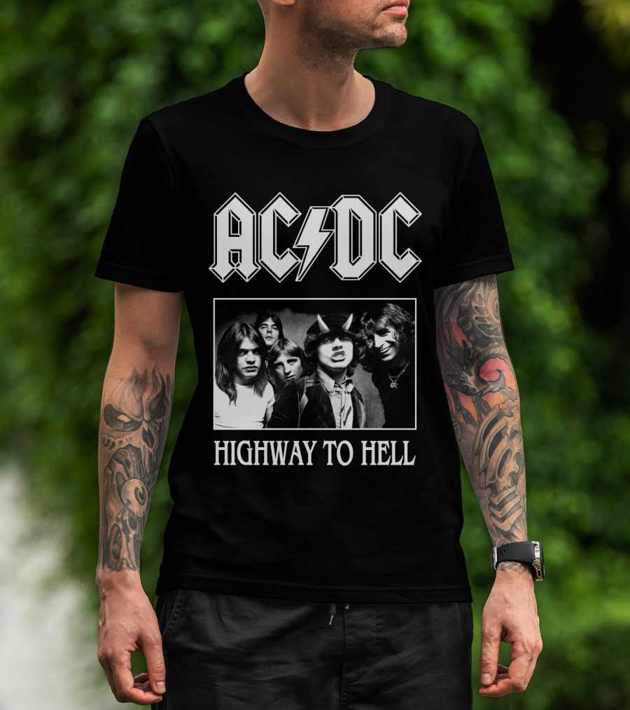 Ac Dc Highway To Hell Band Photo T-Shirt