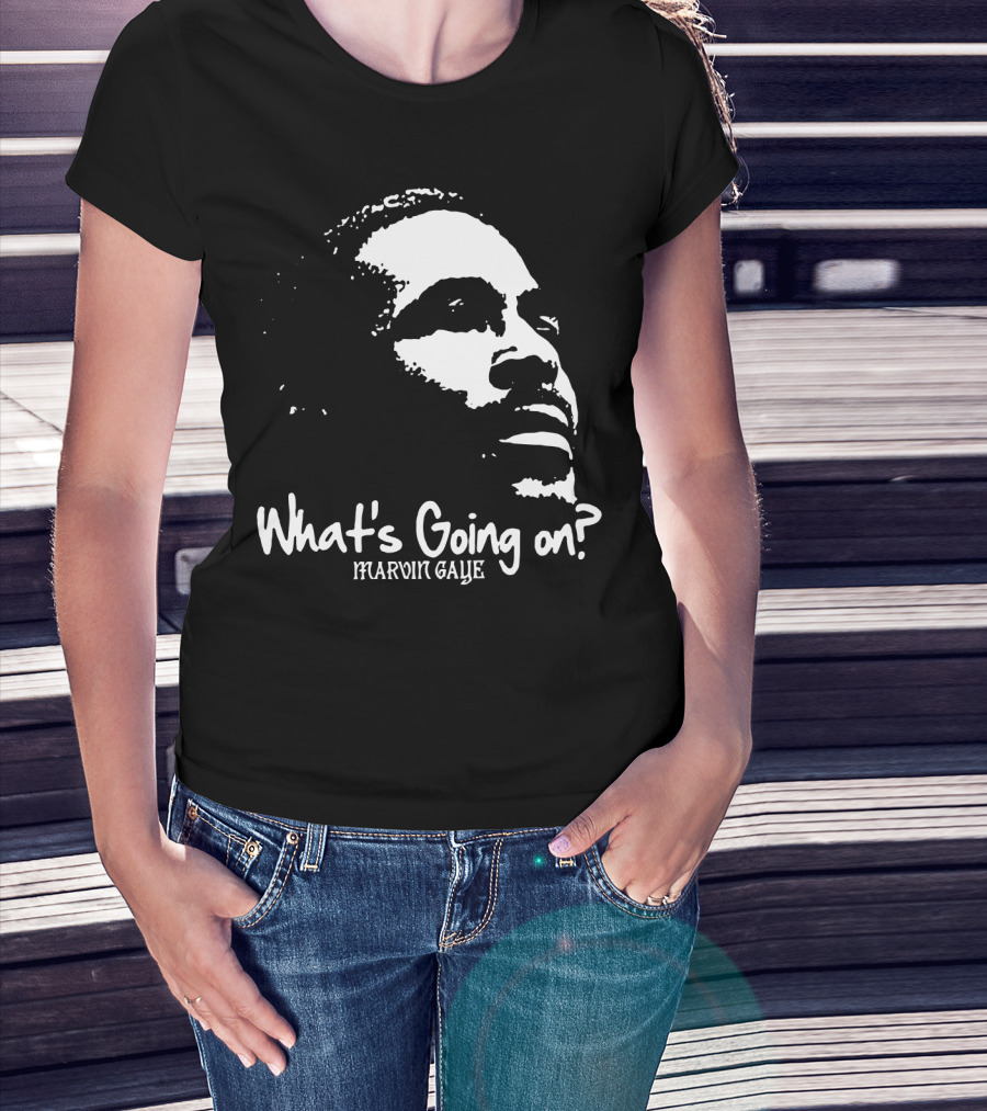 Marvin Gaye What's Going On 1971 Album Cover Art Iconic Black And White Silhouette T-Shirt