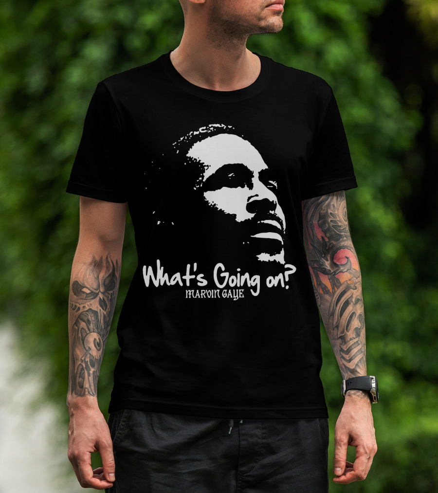 Marvin Gaye What's Going On 1971 Album Cover Art Iconic Black And White Silhouette T-Shirt