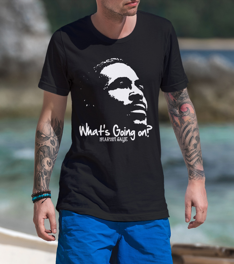 Marvin Gaye What's Going On 1971 Album Cover Art Iconic Black And White Silhouette T-Shirt
