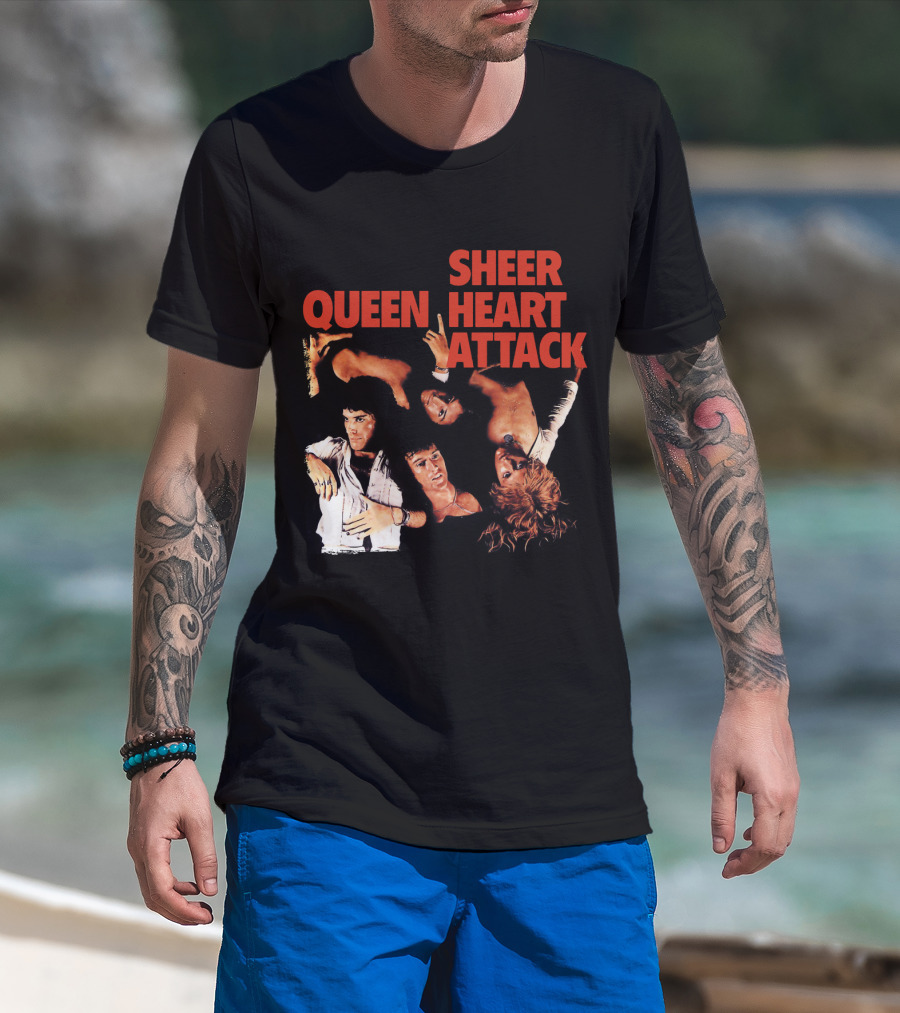 Queen Sheer Heart Attack Classic Rock Band Vintage Album Cover T-Shirt