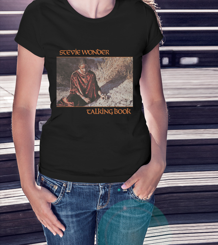 Stevie Wonder Sitting In Sand Talking Book Cover T-Shirt