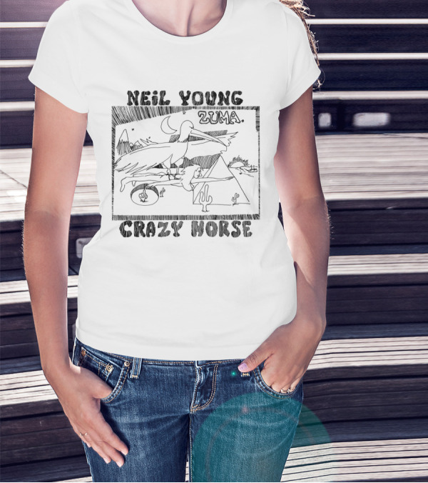 Neil Young Crazy Horse Zuma Desert Scene Eagle And Pyramid T-Shirt