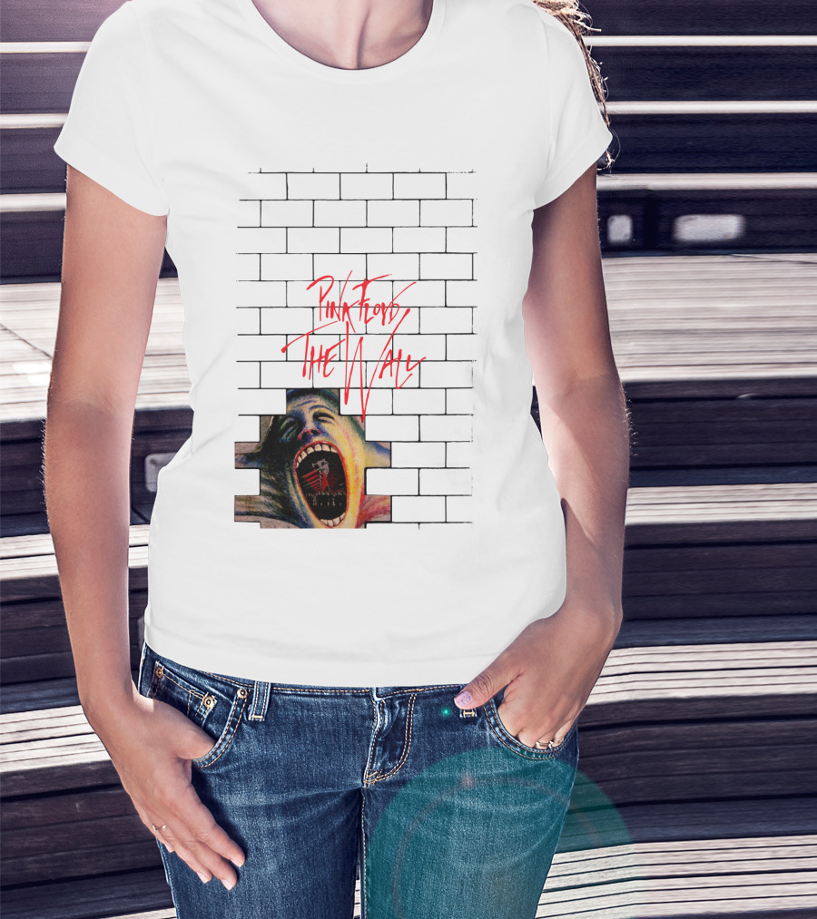 Pink Floyd The Wall Scream Art On Brick T-Shirt