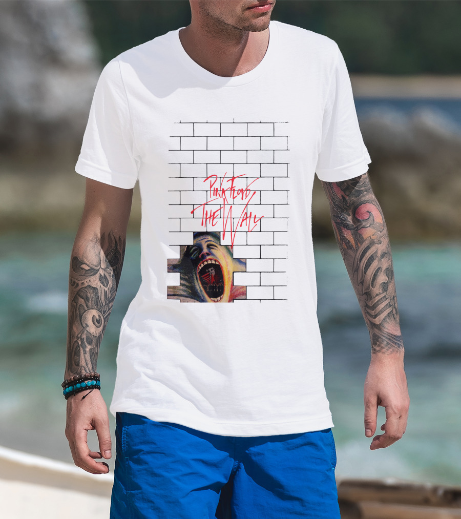 Pink Floyd The Wall Scream Art On Brick T-Shirt