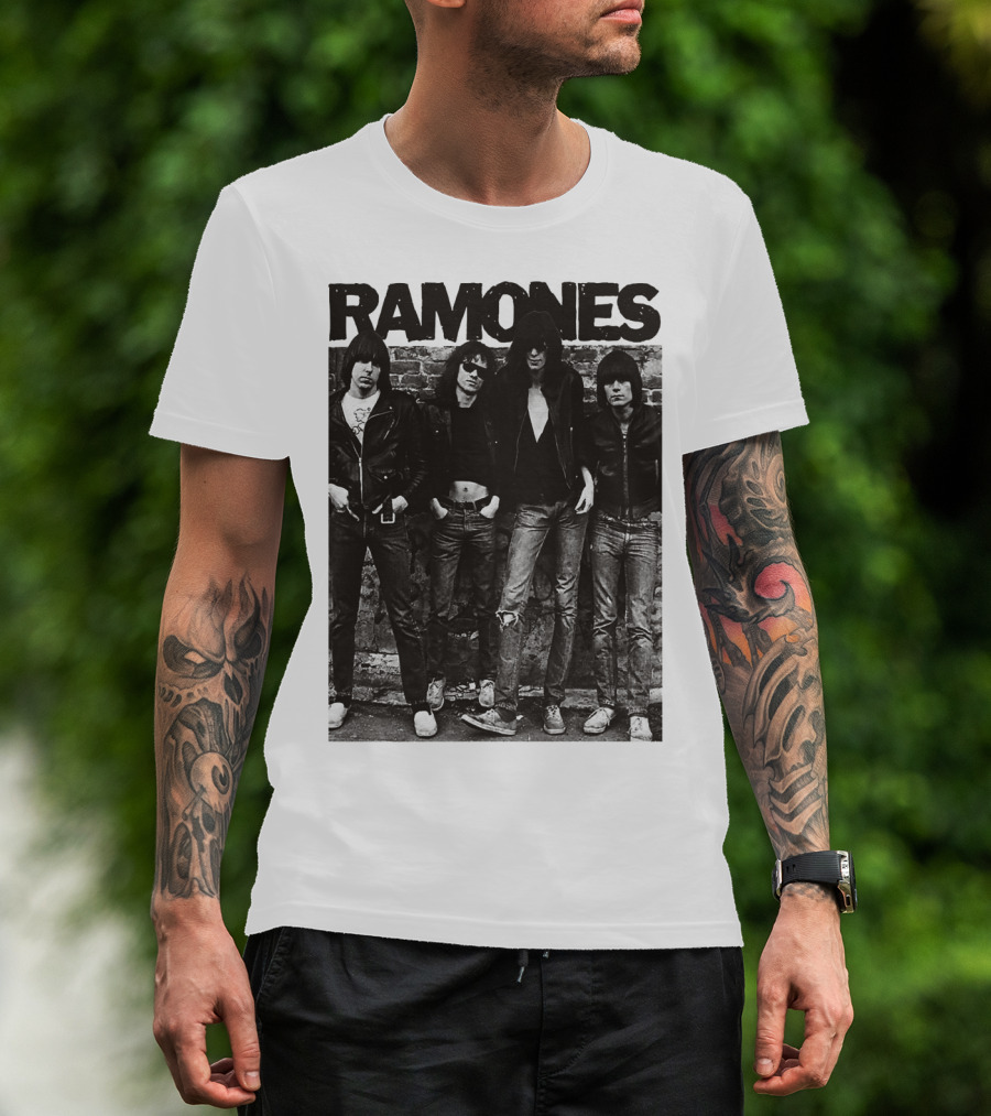 Ramones Black And White Band Photo Iconic Punk Rock Group T-Shirt