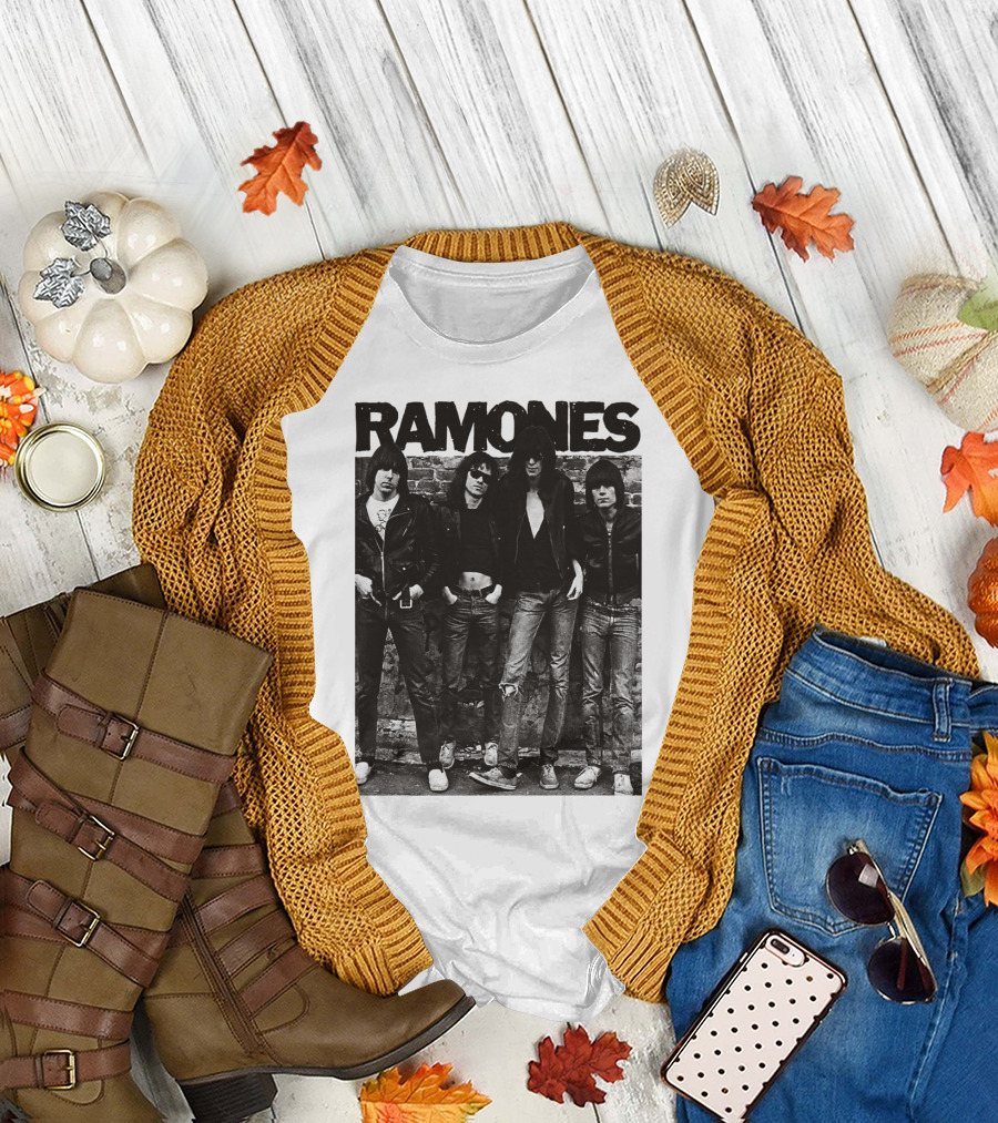Ramones Black And White Band Photo Iconic Punk Rock Group T-Shirt