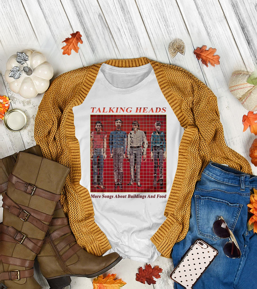 TALKING HEADS More Songs About Buildings And Food Album Cover with Grid T-Shirt
