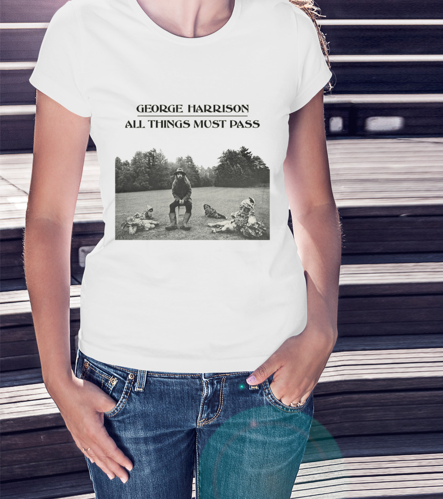 George Harrison All Things Must Pass 1970 Album Cover Black And White Photo T-Shirt