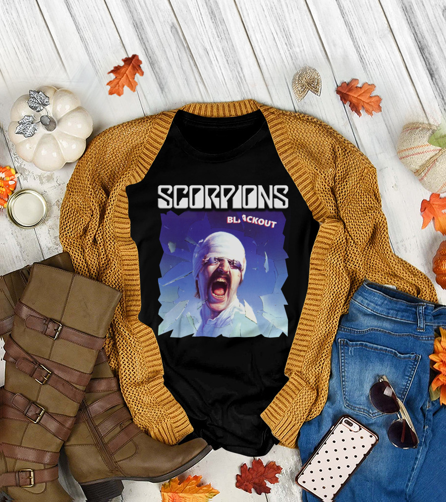 Scorpions Blackout Bandage Scream Cracked Glass T-Shirt