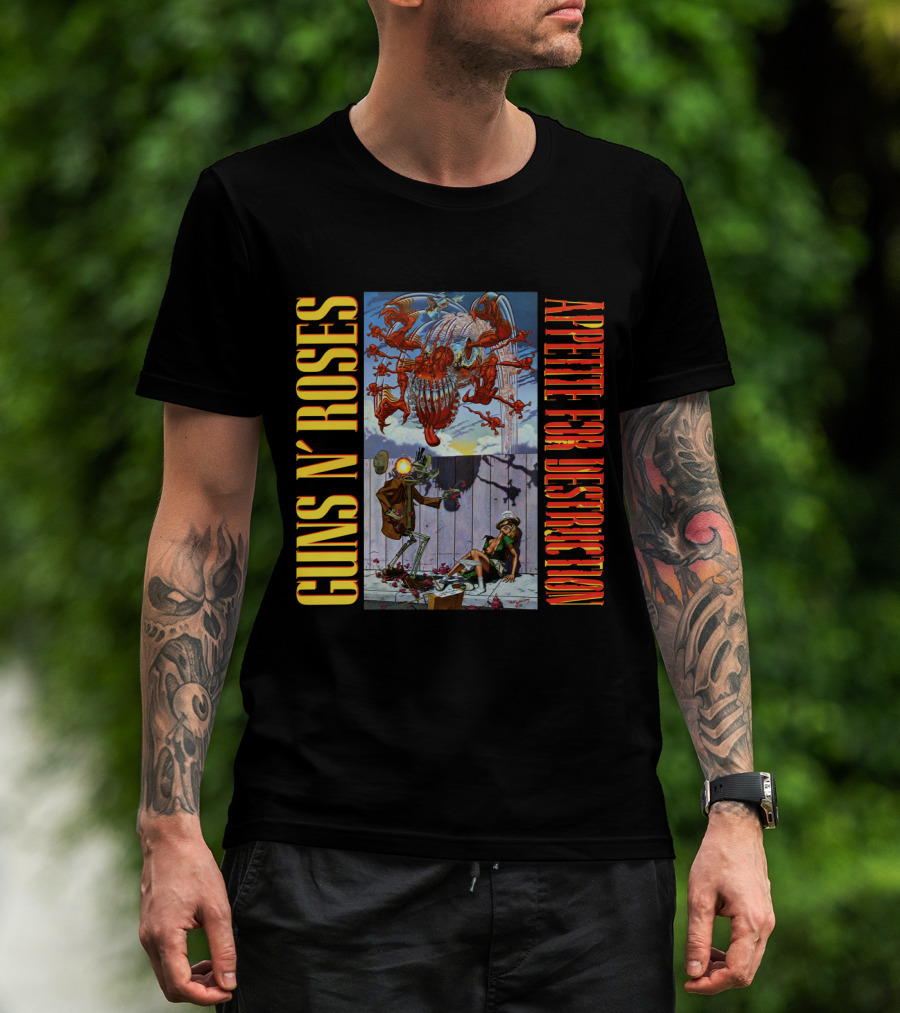 Guns N' Roses Appetite For Destruction Album Cover Art Vintage Style T-Shirt