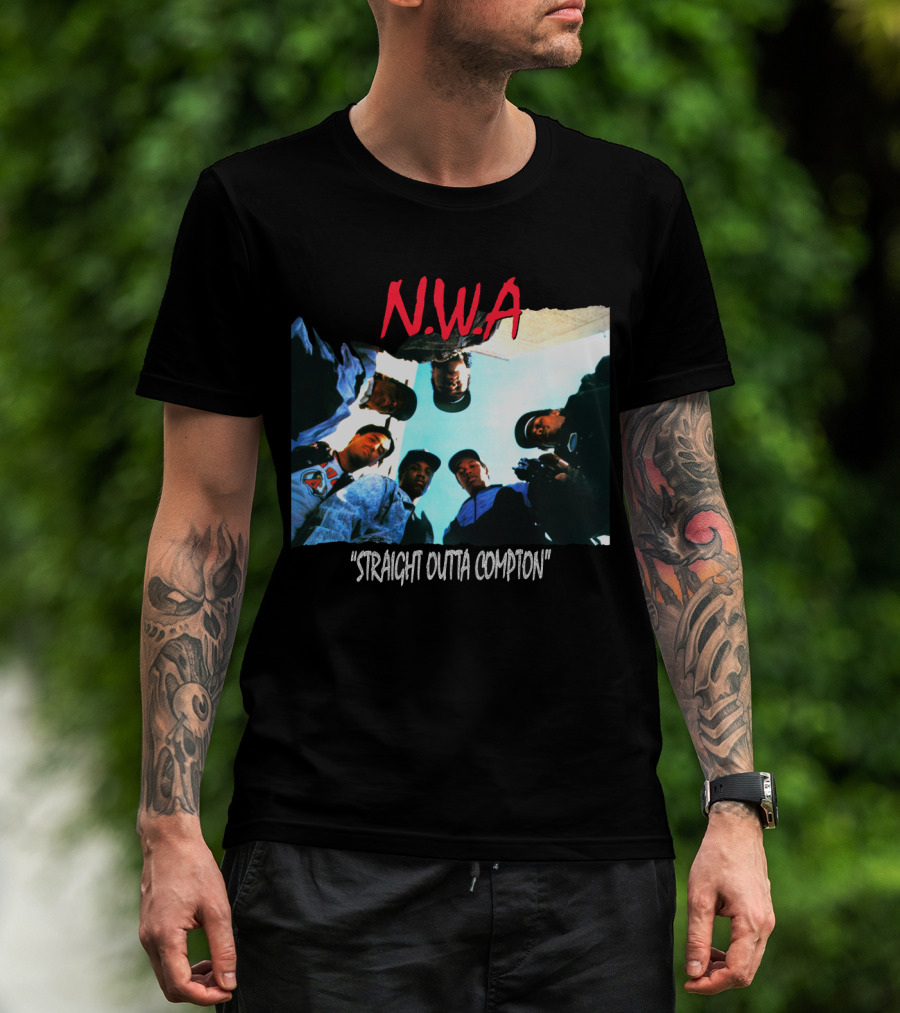 N.w.a Straight Outta Compton Black Crew Portrait 90S Style T-Shirt