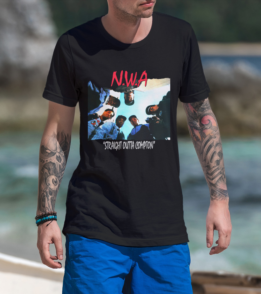 N.w.a Straight Outta Compton Black Crew Portrait 90S Style T-Shirt