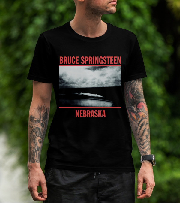 Bruce Springsteen Nebraska Album Cover Imagery Black And White Clouds T-Shirt