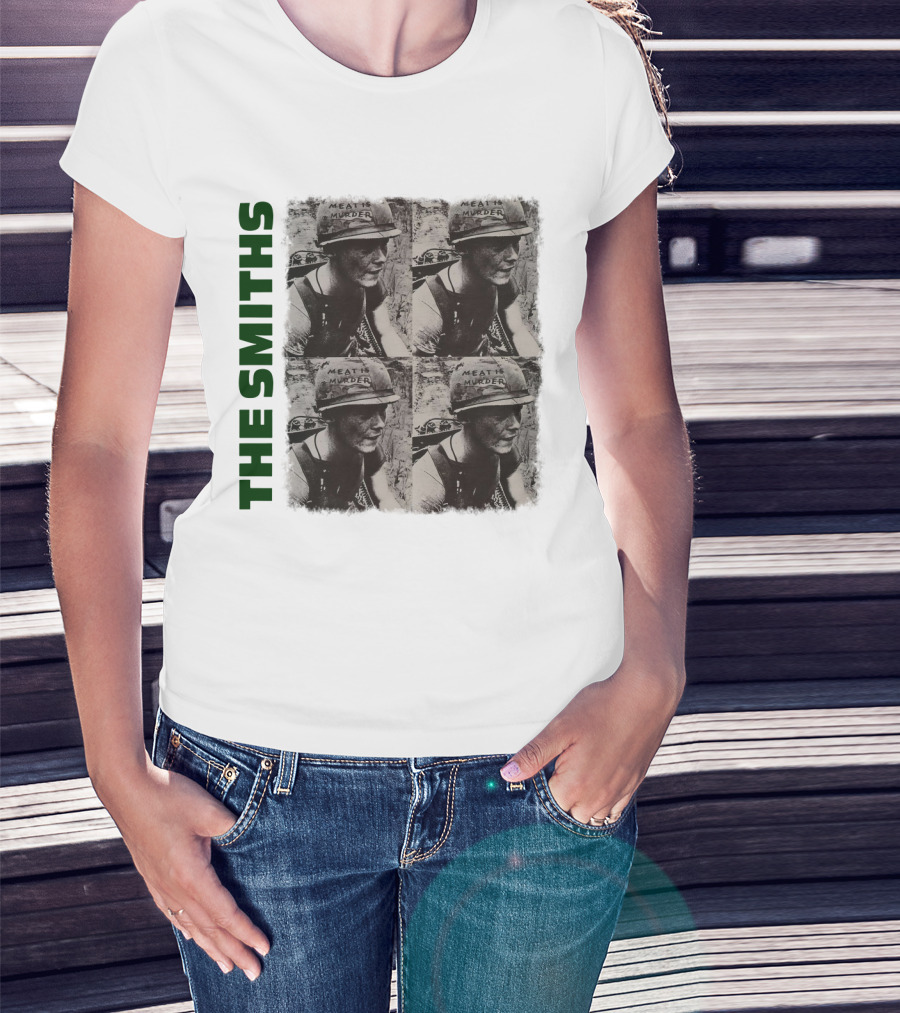 The Smiths Meat Is Murder Album Cover Four Panel Black And White Photographic T-Shirt