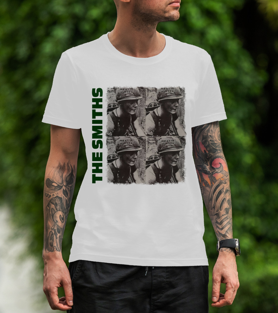 The Smiths Meat Is Murder Album Cover Four Panel Black And White Photographic T-Shirt